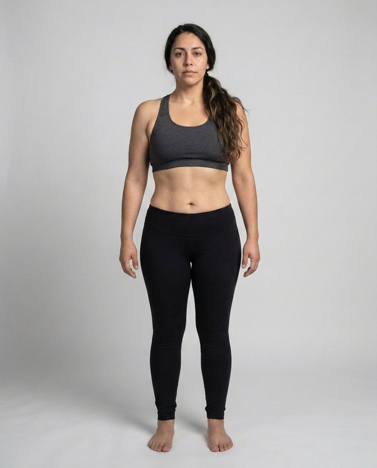 The same illustration after a sustained calorie deficit