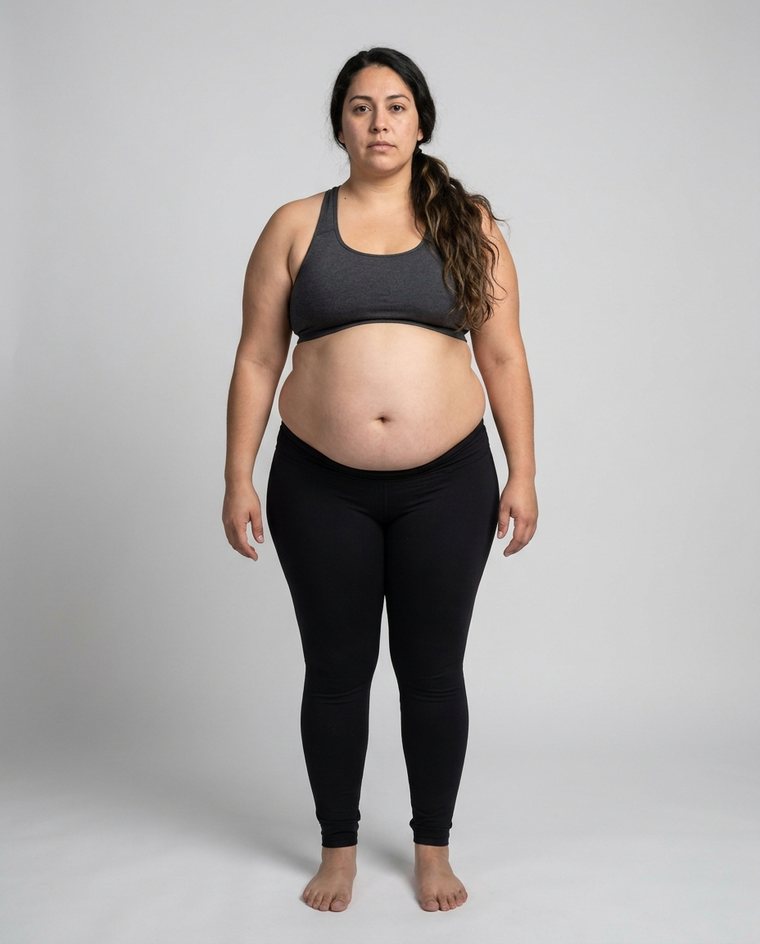 Illustration of a woman before a sustained calorie deficit